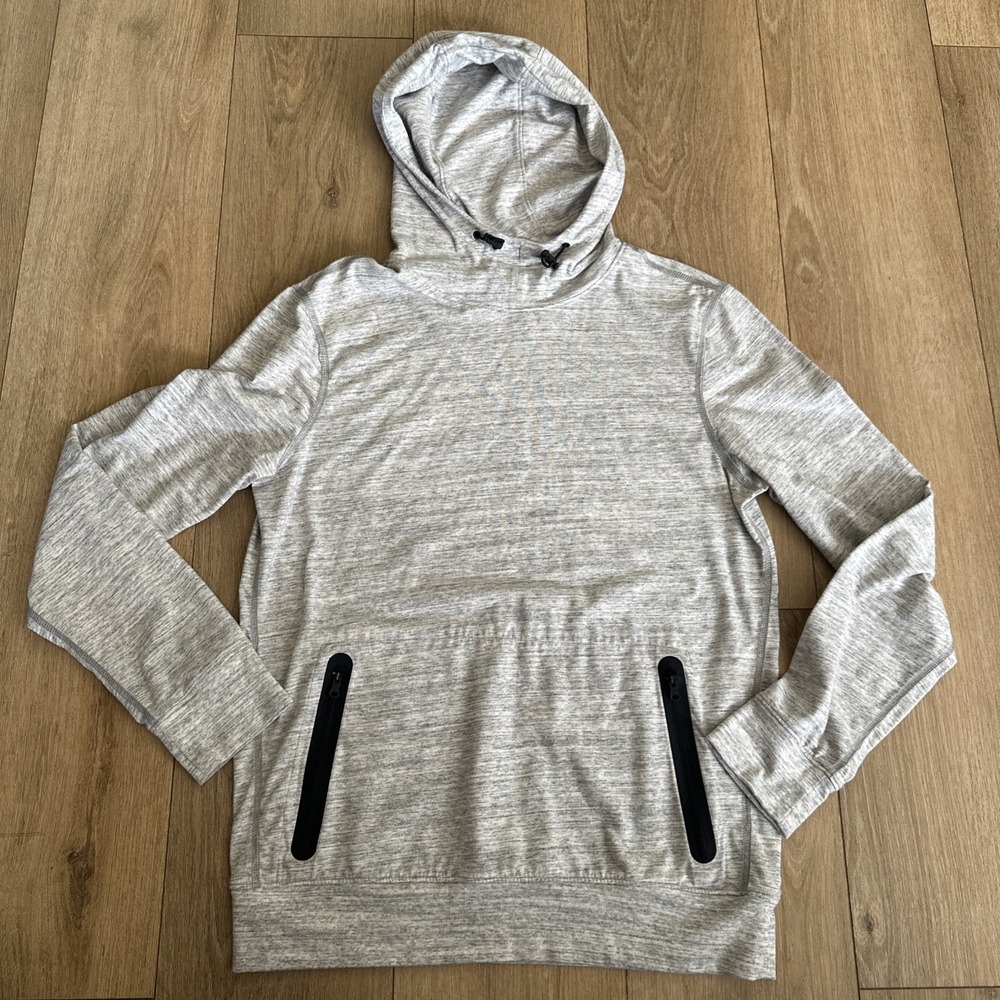 American Eagle Flex Hoodie Mens Small Gray Space Dye Pullover Zipper Pockets